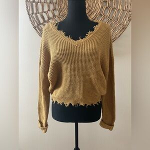 Moon & Madison Mustard V-Neck Sweater